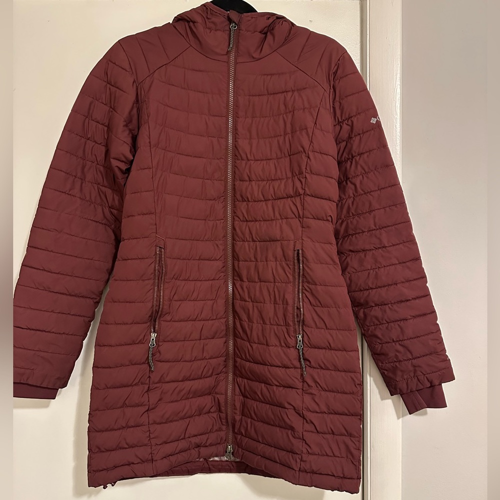 Columbia Women's Small Berry Colored Down Puffer Mid-Thigh Length Jacket/Coat